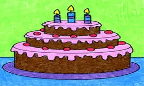 آموزش کشیدن نقاشی کیک تولد