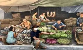 هنر خیابانی؛ خلاقیت هنرمند چینی که یک «بازار‌‌ سه‌بعدی» بر روی دیوار خلق کرده است