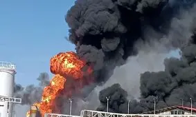 لحظه انفجار مخازن در پالایشگاه بیرجند/ آتش به همه مخازن پالایشگاه بیرجند رسید/ ویدئو