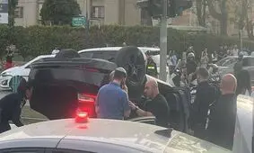 واژگون شدن خودروی «بن‌گویر»/ ویدئو