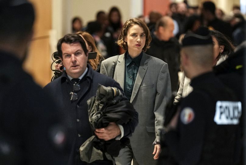 French actor Adele Haenel arrives at courthouse in Paris, Monday, Feb. 3, 2025, for the trial of filmmaker Christophe Ruggia.