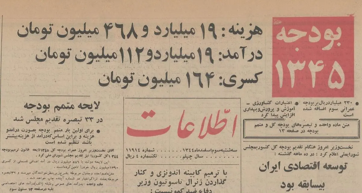 ۶۰ سال پیش بودجه کشور چند میلیارد بود و چقدر کسری داشت؟