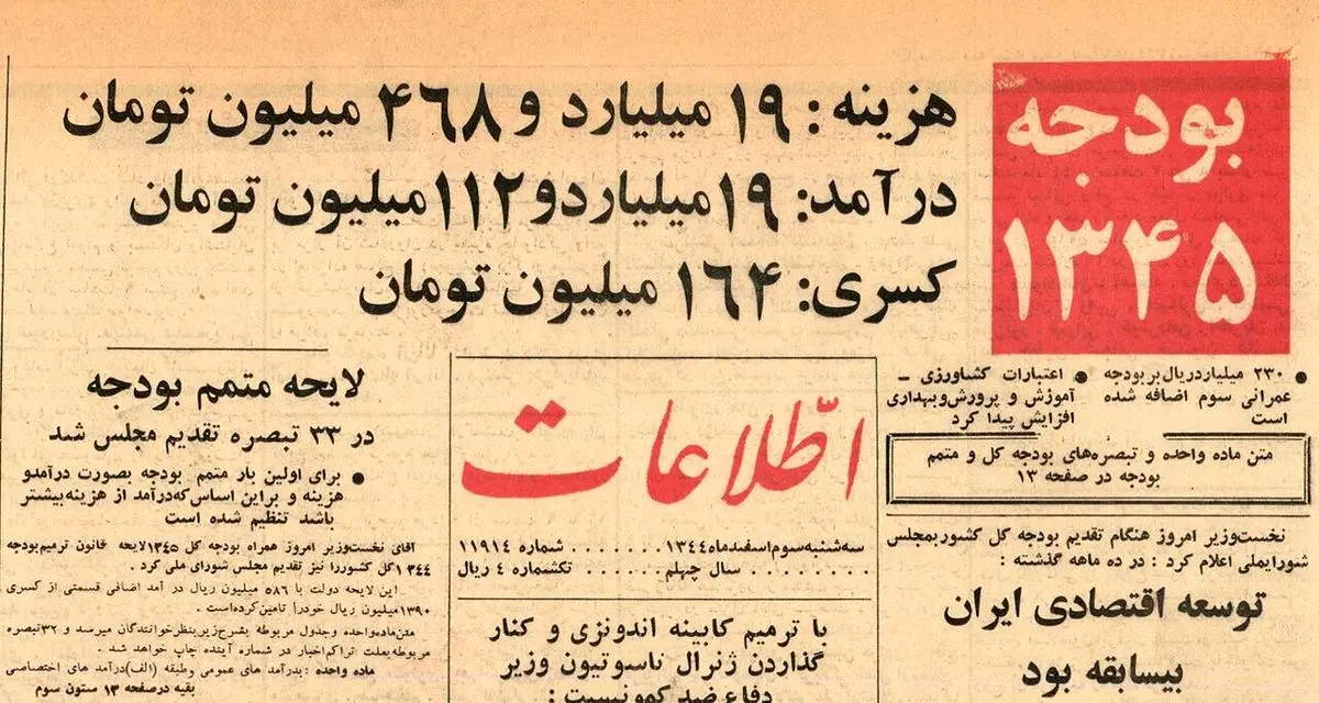 ۶۰ سال پیش بودجه کشور چند میلیارد بود و چقدر کسری داشت؟