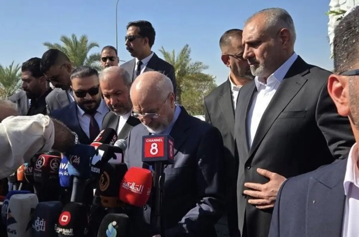 قالیباف در عراق: نیروهای آمریکایی دنبال برنامه برای خروج آبرومندانه از منطقه هستند/ رئیس مجلس با حضور در محل شهادت حاج قاسم سلیمانی و ابومهدی المهندس: بدانید که تا به نتیجه رساندن آرمان‌های شما از پا نخواهیم نشست