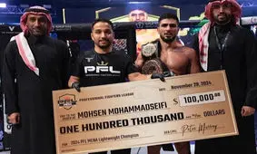 محسن محمد سیفی در رقابت‌های ووشو حرفه ای عربستان قهرمان شد