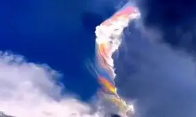 پدیده جوی بسیار نادر «رنگین‌کمان ابری»/ ویدئو