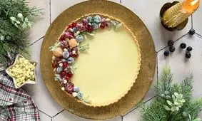 دسر بیسکوییت و انار با کرم لوتوس