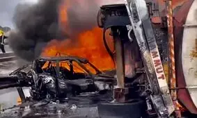 مرگ هولناک زن تبریزی و 2 کودک در واژگونی تانکر سوخت