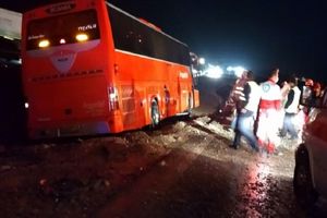 حادثه واژگونی اتوبوس در محور میناب_بندرعباس