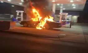 راننده بی‌احتیاط پمپ بنزین را به آتش کشید/ ویدئو