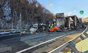 تصادف زنجیره‌ای ۶۷ خودرو در ژاپن؛ ۲۸ تن کشته و زخمی شدند/ ویدئو