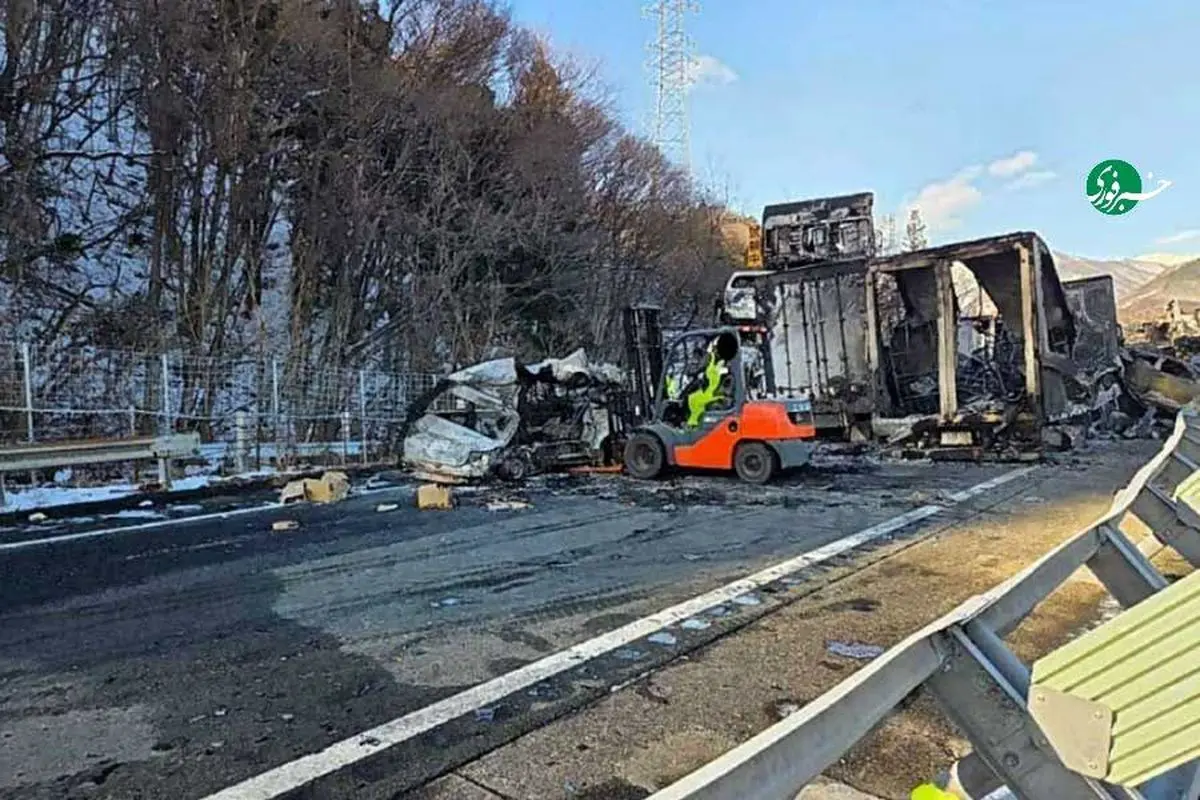 تصادف زنجیره‌ای ۶۷ خودرو در ژاپن؛ ۲۸ تن کشته و زخمی شدند/ ویدئو