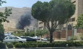 آتش گرفتن ساختمان نیمه‌ ساز در شیراز