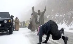  سفیدپوش شدن بلندترین کوه عربستان/ ویدئو