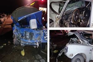 مرگ راننده پیکان در تصادف با نیسان آبی در جاده کلاته منار
