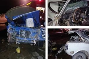 مرگ راننده پیکان در تصادف با نیسان آبی در جاده کلاته منار