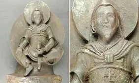 مجسمه بودا از جنس شهاب سنگ و با نشان مورد علاقه نازی ها