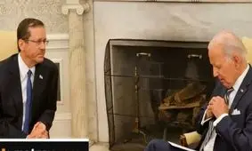 چرت‌زنی و هذیان گویی بایدن در دیدار با رئیس اسرائیل/ ویدئو

