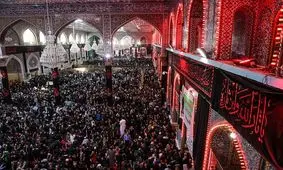 طنین شعار اباالفضل علمدار خامنه‌ای نگهدار در کربلای معلی