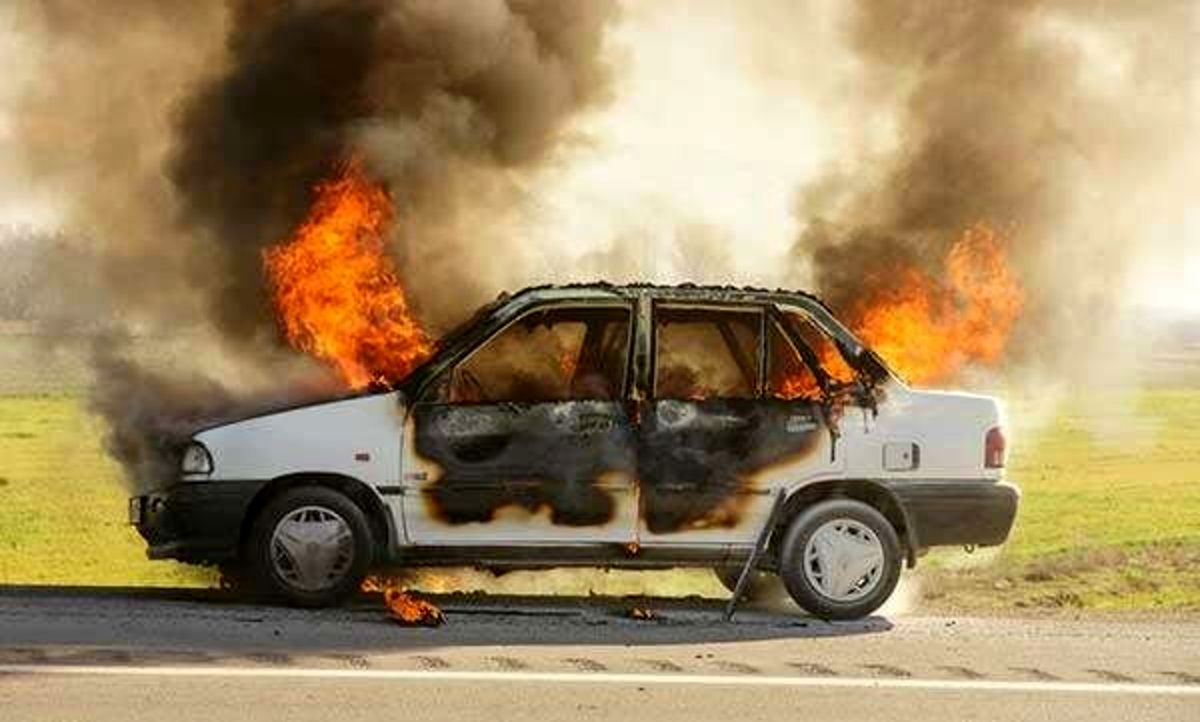 جانباختن راننده پراید در آتش سوزی خودرواش