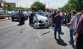  برخورد شدید خودروی حمل سیمان با 7 خودرو در بزرگراه اشرفی اصفهانی‌/ ویدئو 