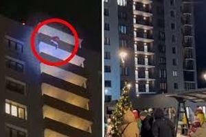 لحظه سقوط مرگبار بابانوئل از طبقه ۲۴ برج/ ویدئو