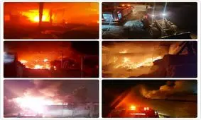 آتش سوزی مهیب در کارگاه تولید تشک در خمینی شهر