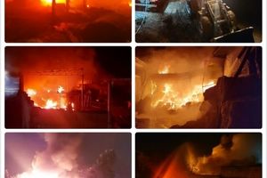 آتش سوزی مهیب در کارگاه تولید تشک در خمینی شهر