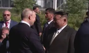 پوتین از رهبر کره شمالی در یک پایگاه فضایی استقبال کرد/ ویدئو

