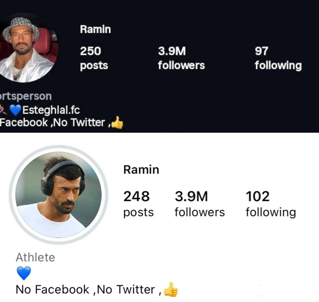 عکس| اقدام جنجالی رضاییان در اینستاگرام/ رامین نام استقلال را حذف کرد