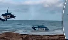 لحظه سقوط بالگرد روسیه در ساحل خزر/ ویدئو