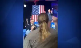 قطع سخنرانی بایدن توسط فعالان ضدجنگ/ ویدئو