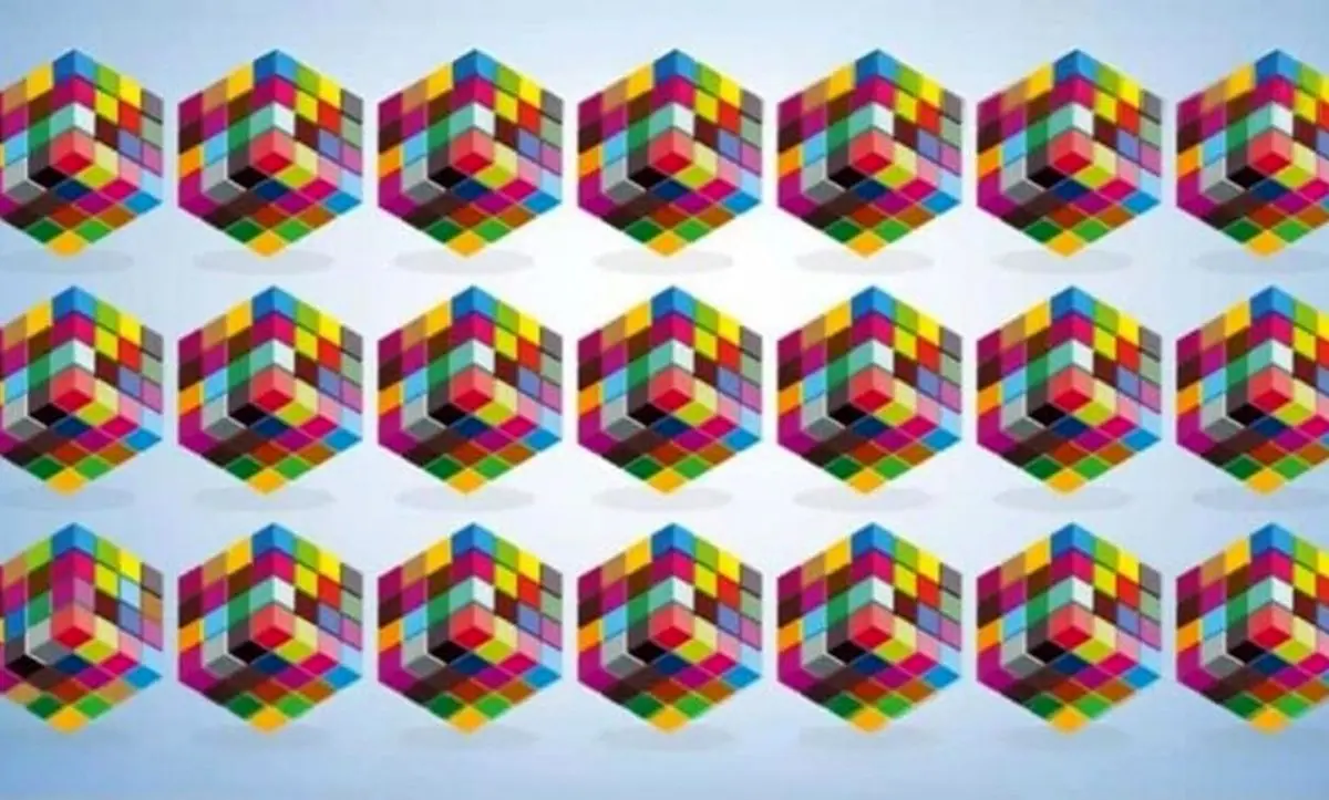 این چالش بینایی نیازمند مشاهده سریع و دقیق برای پیدا کردن مکعب متفاوت در میان چندین مکعب مشابه است