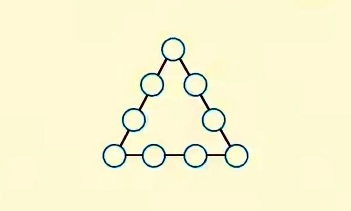 تست هوش/ اعداد 1 تا 9 را به گونه ای در جاهای خالی قرار دهید که حاصل جمع هر ضلع مثلث یکسان باشد