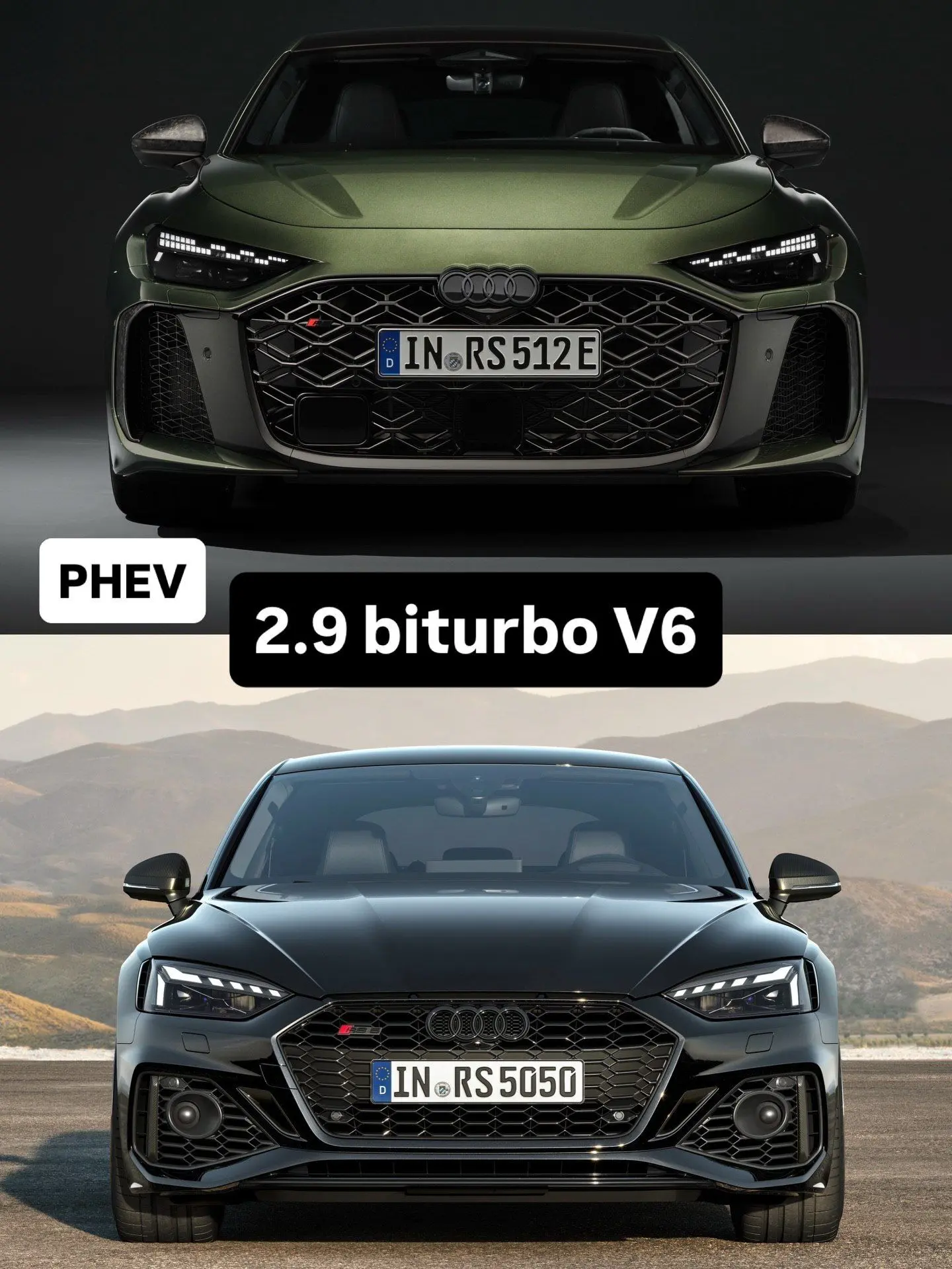 نمای ظاهری خودروی آئودی RS 5 مدل ۲۰۲۶ نسخه‌های سدان و آوانت (استیشن) با پیشرانه پلاگین هیبرید و طراحی اسپرت سری RS.