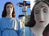 لب‌های رژ زده و چشم‌های درشت | جنجال مرمت عجیب مجسمه مریم مقدس