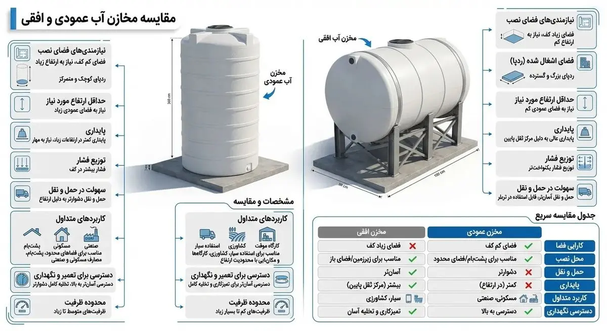 راهنمای انتخاب مخزن آب مناسب برای ساختمان و مصرف خانگی