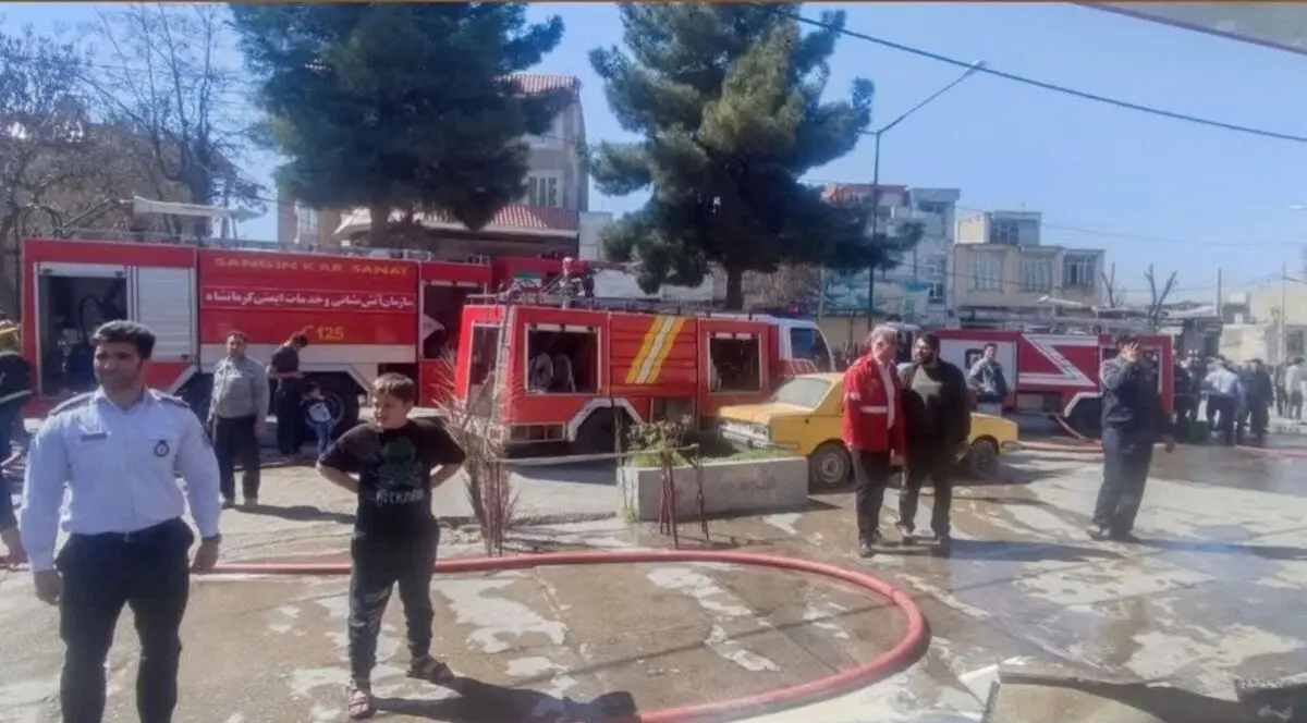آتش‌سوزی در پمپ بنزین کرمانشاه با تلاش آتش‌نشانان مهار شد