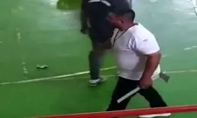 درگیری با قمه و تبر در رقابت‌های لیگ کشتی ایران/ ویدئو