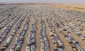 تصاویر هوایی از پارکینگ های مرز مهران/ ویدئو