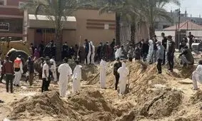 کشف ۸۰ جسد در ۳ گور جمعی در بیمارستان الشفا غزه

