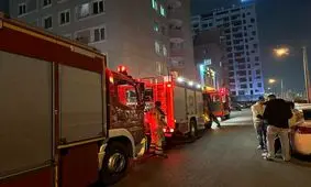 آتش سوزی مجتمع مسکونی ۵۴ واحدی در شهرک راه آهن تهران