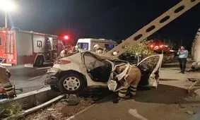 حادثه تلخ در بزرگراه شهید بابایی؛ برخورد پژو ۲۰۶ با گاردریل