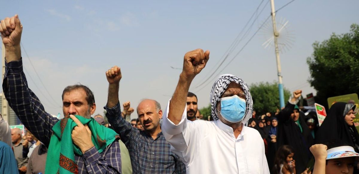 طنین فریاد "مرگ بر اسرائیل" نمازگزاران خوزستانی در حمایت از مردم فلسطین