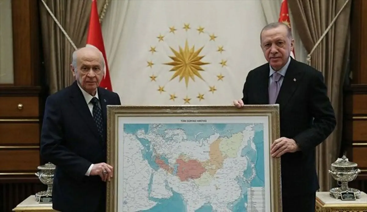 هدیه جنجالی «باغچه‌لی» به اردوغان درباره نقشه «جهان ترک»