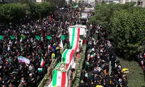 اقامه نماز بر پیکر شهدای جنگ ایران و اسرائیل/ ویدئو