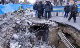 پیدایش حمام عمومی قدیمی در فرونشست خیابان کارگر تهران/ عکس
