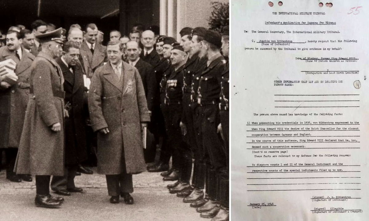 کشف نامه وزیر امور خارجه هیتلر به پادشاه بریتانیا و درخواست کمک از او در دادگاه نورنبرگ