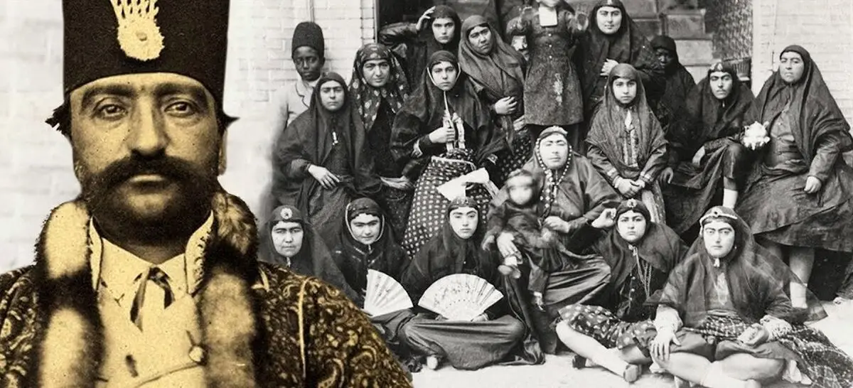 سفر در زمان؛ عکس یادگاری زنان حرمسرای ناصرالدین شاه کنار حوض کاخ سلطنت آباد 