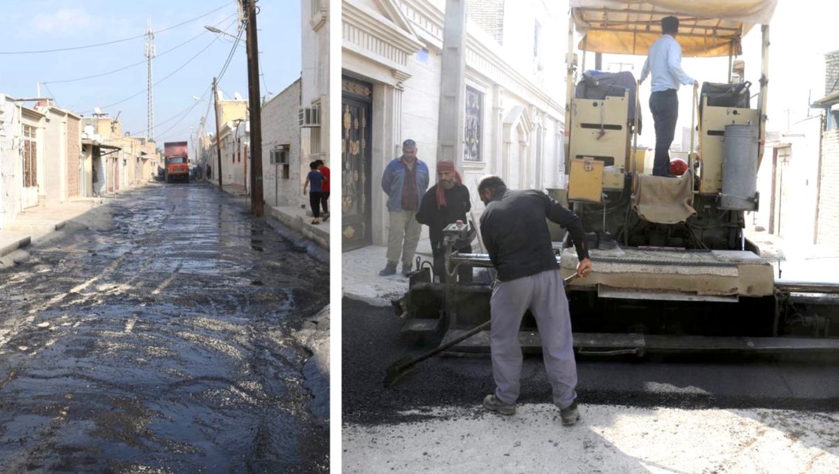 پایان عملیات اجرای زیرسازی و روکش آسفالت در خیابان جامی واقع در منطقه یک شهری آبادان
